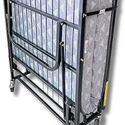 PALMEN Monarch Rollaway Metal Folding Single Bed with 4 inch Premium Memory Foam Mattress, Lockable Wheels (Black)-picture-26