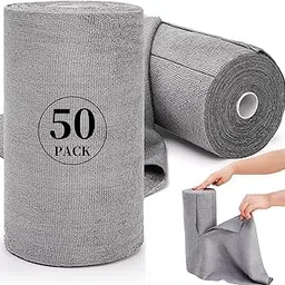 HELTEKO Reusable Microfiber Cleaning Cloth Roll (50 Pcs), Washable Absorbent Towel Roll for Kitchen, Oil, Dust & Stains, Multipurpose Cleaning Wipes for Household & Daily Cleaning (Pack of 1 Roll)-image-65