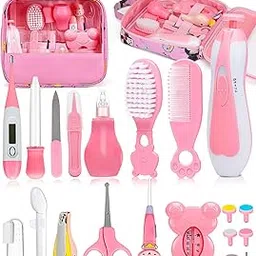 Baby Grooming Kit, Electric Safety Nail Trimmer, Newborn Care Kits with Hair Brush Comb for Newborn Infant Toddlers Baby Boys Girls Kids, Baby Shower Gifts (Pink)-picture-24
