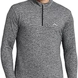 Men's Trekking Hiking Riding Quick Dry, Breathable Stretchable Full Sleeve Half Zip T-Shirt Baselayer with Extra Stretch-image-0