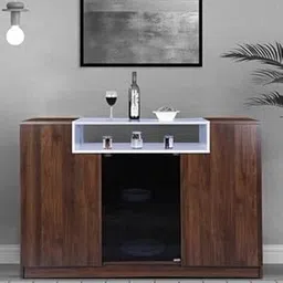 Sideboard in Columbian Walnut Finish, Modern Storage Cabinet with Display Shelf-picture-31