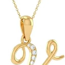 Gold Plated BIS Hallmarked Pure 925 Sterling Silver Letter V Pendant | Zirconia Studded Diamond Like Shine | With or Without Chain Options | Rose Gold and Rhodium Plating Options | Model PSY00710V-image-91