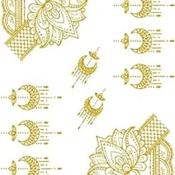 VOORKOMS Elegant Lotus Flower Mehndi Design for Special Days, Time Saving & Easy to Use Golden Mehndi Sticker for Girls & Women-picture-49