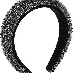 young & forever Rhinestone Headbands Velvet Padded Headband Wide Sparkling Bejewelled Hairband for Women Delicate Crystal Embellished Headband Accessory for women girls-picture-33