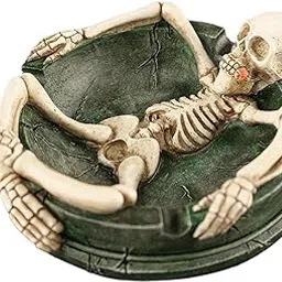 LICHTS®Ashtray Statue Office Unique Collectible Tabletop Crafts Figurine Décoration 11.5x11.5x4 cm Skeleton|Home & Garden | Home Décor| Figurines-picture-48