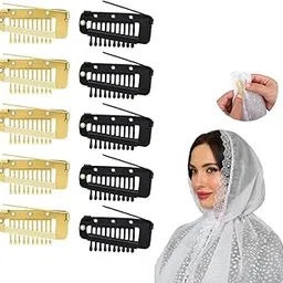 INHEAVEN 10 Pcs(GOLD & BLACK) Chunni Clips Dupatta Clips For Hair,Dupatta Pin For Bride Veil,Strong Grip Stainless Steel Bridal Dupatta Setting Clip With Safety Pins-picture-43