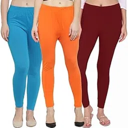 Cotton Lycra Ankle Length Leggings Combo for Women (Free Size, Pack of 3)-image-9
