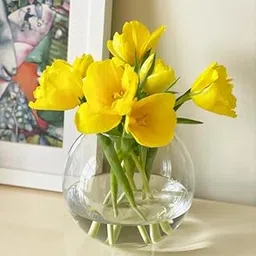 The Purple Tree Round Bubble Glass Vase for Flowers – Clear Crystal Fishbowl Design, Elegant Centerpiece for Home Décor, Dining Table, Wedding, and Office | Transparent Decorative Flower Pot-image-3