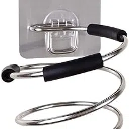 Hair Dryer Holder,Organizer Wall Mount Hair Blow Dryer Hanging Rack, Hanging Stand,Hair Dryer Holder Bathroom Wall Storage,Shelf Organizer Stand Hooks Dryer Stand (Silver(Steel))-image-12