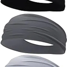 Headband Sweatband, 3 Piece Set, Sports Turban, For Sports, Thin, Men's Stretchy, Breathable, Light and Quick Drying, Hair Tie, Running, Yoga, Gym, Muscle Training, Athletic, Face Washing, Unisex (Black + Dark Gray + Light Gray)-image-13