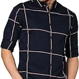 dennis lingo Men's Cotton Big Check Slim Fit Casual Shirt-picture-21