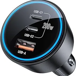 INICIO 200W USB-C Car Charger with Dual 100W Type C PD & USB A, 3 Port Cigarette Lighter Adapter for MacBook iPad Pro Air iPhone 16 15 14 Pro S25 S24 Ultra Android iOS Phones Tablets Laptops etc-picture-25