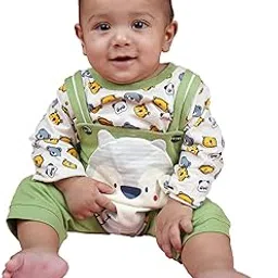 kidzo Baby Boys Classic Fit Cotton Blended T-Shirt and Dungaree Set | White/Green | 9-12 Months | KIDS13131-picture-29