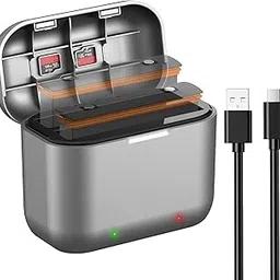 Hiffin Fast Battery Charger Hub for Insta 360 X3 Battery Quick Portable 2 Channel Battery Charger Storager Station with USB Power Cord and Misro SD Card Slots-image-9