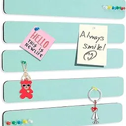 XAMILE 5 Pack Felt Pin Board Bar Strips, Light Blue Bulletin Boards for Wall – Self Adhesive Cork Boards with 35 Push Pins, Notice Boards for Office, Home Décor, Notes, Photos, Schedules (Light Blue)-image-98