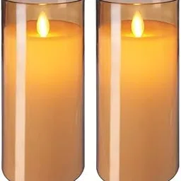 HomeFast LED Plastic Cup Pillar Flameless Candles with Flickering Faux Wick Wickless Pillar Battery Operated Candles for Home Decor, Birthday Gifting, Wedding and Restaurant (Set of 2)-picture-47