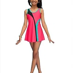 LYCOT Nylon A-Line Cut Sleeves and Hot Short U-Back Swimwear for Girl's-picture-32