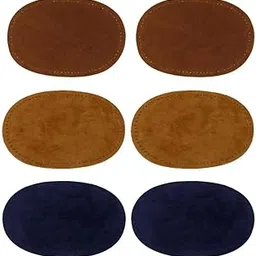 CLUB BOLLYWOOD® CBOLLY - 3 Pair Fabric Sew-on Oval Elbow Knee Patches DIY Repair Mend Sewing Appliques Black Brown Tan Blue-image-8