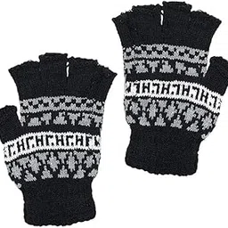 ARYANSH SHOPPE Winter Finger Cut Gloves | Warm Woolen Knitted Half Finger Gloves for Cold Weather | Soft Stretchable Hand Warmer for Outdoor & Office Use (PACK OF 1)-image-48