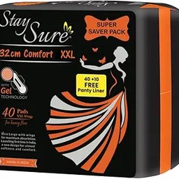 Stay Sure Sanitary Comfort XXXL | 40 Ultra-Absorbent Pads + 10 Free Panty Liners | Maximum Protection for All-Day Comfort and Leak-Guard (32 cm)-picture-22