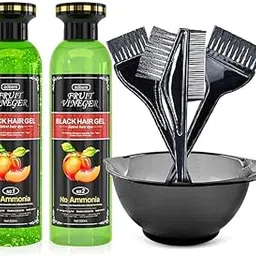 Fruit Vinegar Hair Dye Color for Both Men, Women, Natural & Ammonia Free Color Dye (Black, A/B 100 Ml)-picture-54