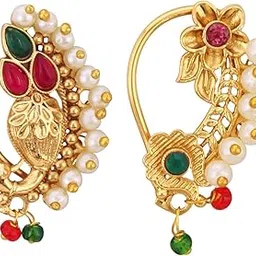 vivastri fashion jewellery Vivastri Premium Gold Plated White Pearl,Moti Beaded Alloy Nath,Nathiya,Nosepin,Nosering,Guttapusalu For Women & Girls -VIVA1263-1264NTH-PRESS-MULTI-picture-25