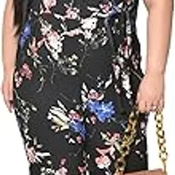 wild u Women Western Plus Size Stylish Floral Printed Wide Leg Jumspsuit (Black, Size : 2XL-6XL)-picture-25