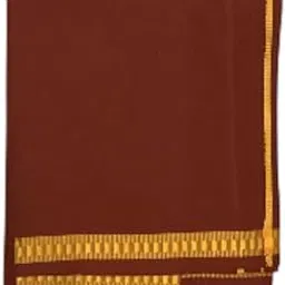Spiritually Traditional Brown Cotton Dhoti with Golden Border, Indian Devotional Temple Wear || Breathable comfort fit-picture-45