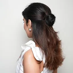 Nish Hair Human Hair Mini Unisex Clip-On Bun (Natural Black) – 100% Human Hair, Natural Look, Easy to Wear-picture-24