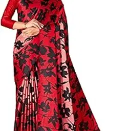 garden vareli Women's Crepe Satin Floral Printed Saree with Unstitched Blouse Piece-picture-10