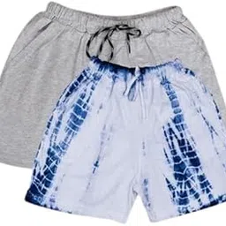 Pack of 2 - Women's Casual Elastic Solid Printed Shorts Pants-picture-40