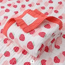 heartbury 100% Organic Cotton 6 Layer Ultra-Soft Muslin Blanket for Baby, Bath Towel for New Born Baby - 110X110 cm - (0-3 Years) (100 * 110 Strawberry)-image-24