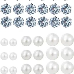 shining diva fashion Latest Stylish Crystal Pearl Stud Earrings for Women & Girls - 24 Pairs Combo Set (16062er)-picture-25
