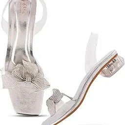 jm looks Women’s Transparent Open-Toe Block Heels with Bow (Black)-picture-56