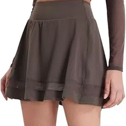 fensir Women's Fitting High Waist Sports Skirt 2 in 1 Lightweight Yoga Fitness Skirt Pants-picture-11