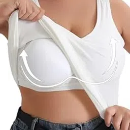 shaperx Womens Camisoles Tops with Built in Padded Bra Basic Breathable Tank Top Pack of 1 Pcs (M to 6XL) (in, Alpha, 6XL, Regular, Standard, White)-picture-14