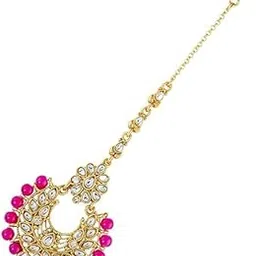 anuradha Plus Pink Colour Studded Stone Trendy Mang Tikka For Women/Girls-picture-39