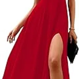 illi london Women's A-line Sweetheart Neck with Leg Spilt Cut and Puff Sleeve Dress-picture-15