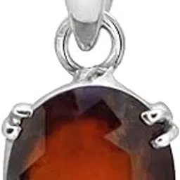 arihant gems & jewels Hessonite Garnet (Gomed) Sterling Silver (925 Silver) Pendant | Astrological Gemstone with Positive Effects | Unisex Pendant for Men & Women | Available in 4.25 to 12.25 Ratti Sizes-picture-14