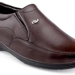 Men's Pure Leather Slip-On Formal Shoes Brown Water Resistant Round Toe, Padded Interior | Non-Lacing - Black Shoes for Men with Cushioned Stylish Office Footwear Comfortable and Lightweight-image-33