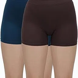 amul comfy Women's Plain/Solid Brown & Navy Outer Elastic Skirt Shorts - Pack of 2 (#Skirt-Shorts-90cm)-picture-19