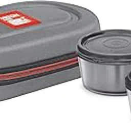 MILTON Nutri Lunch Box with Insulated Bag, 2 Microware Safe Inner Stainless Steel Containers 320 ml Each, Leak-Proof Tiffin for Office, College, Picnic, Grey-image-33