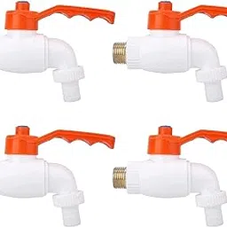 BATH GURU Plastic Heavy Duty 1/2" White Turkey Nozzle Bib Cock Tap for Bathroom Kitchen & Garden ( Pack of 4 )-picture-12
