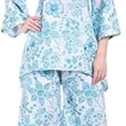 gp collection Women's Printed Notch Neck Rayon Cotton Tunic with Palazzo Co-ord Set-picture-31