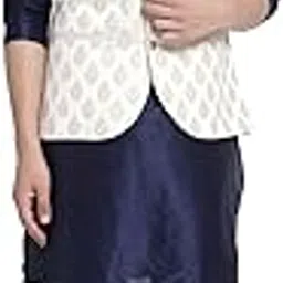 ts lifestyle Men's Navy Kurta Pyjama With Jacquard Nehru Jacket Set for Party.-picture-35