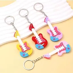 jorex mart Colorful Guitar Shape Keychain for Kids & Music Lovers – Cute Musical Instrument Rubber Key Ring, Bag Pendant & Gift Accessory for Boys & Girls (Pack Of 2)-picture-59