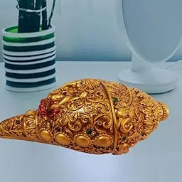 GIFTCITY Decorative Golden Conch Shell, Religious Shankh for Temple & Pooja Room, 21 cm-image-11