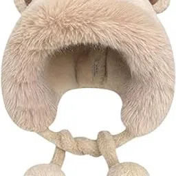Women's Winter Plush Hat with Earflaps Earmuffs for Cycling Hiking Keep Warm Beige-image-58