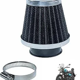 Asryd Motorcycle Air Filter Pods, Motorcycle Air Filter 42mm Round Tapered Clamp-on Pod Intake Filter Cleaner For Royal Enfield Meteor 350 (Pack of 1), BLACK-image-82