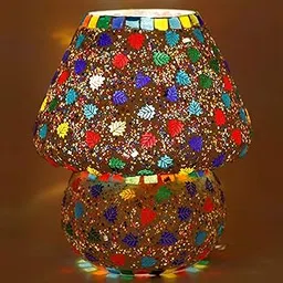 Earthenemetal Leaf Shaped Crystals Decorated Decorative Multicoloured Glass Table Lamp-picture-24